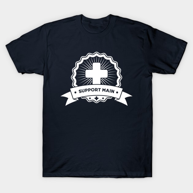 "Support Main" Gaming Emblem T-Shirt by EbukaAmadiObi19